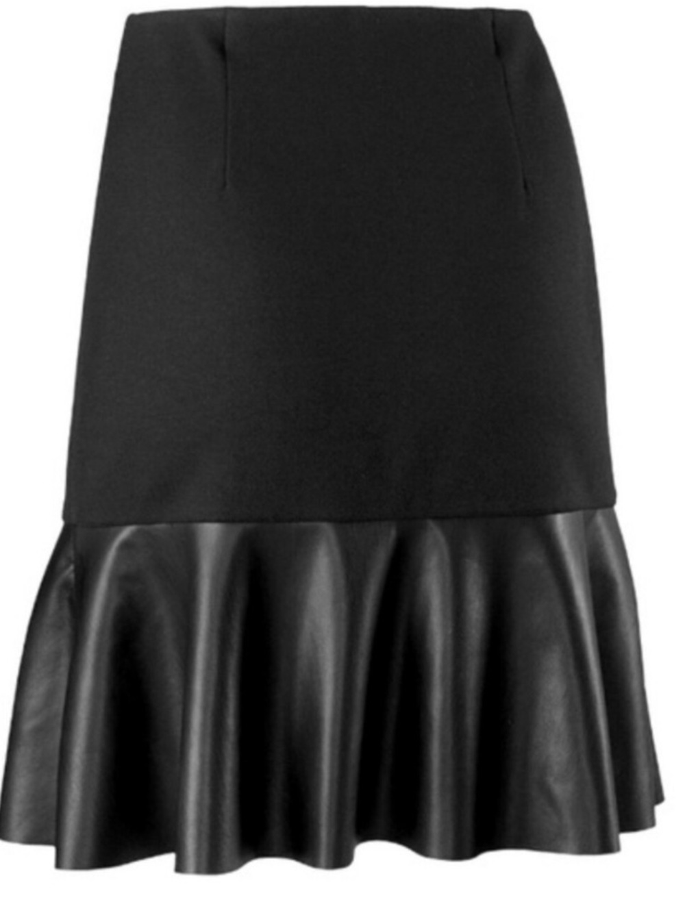 CAbi Flip Skirt 3405 Black Pull-OnSkirt with Faux-Leather Ruffled Hem | Large